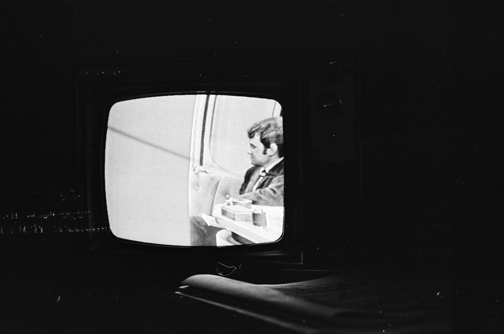 Television set showing Merv Griffin Show - Bob (Robert) Black for Chicago Sun-Times