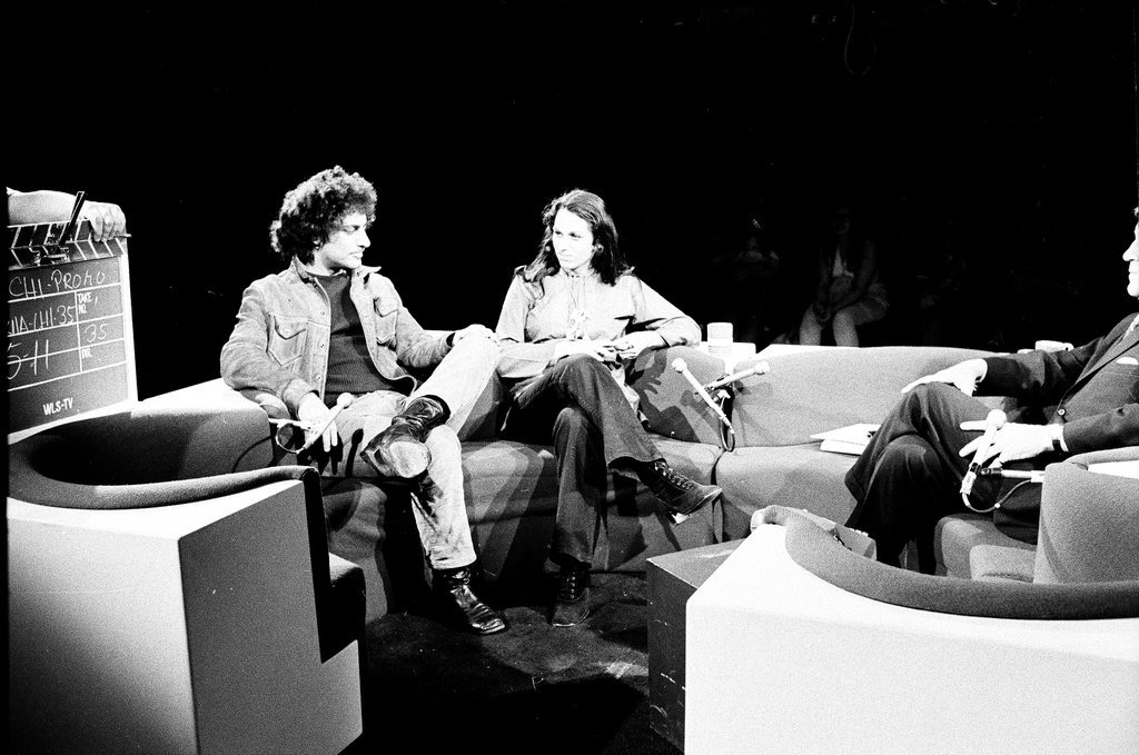 Abbie Hoffman on the set of Howard Miller Show - Larry Nocerino for Chicago Sun-Times