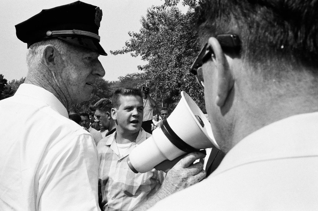 George Rockwell leading Nazi march in Gage Park - Jack Lenahan for Chicago Sun-Times
