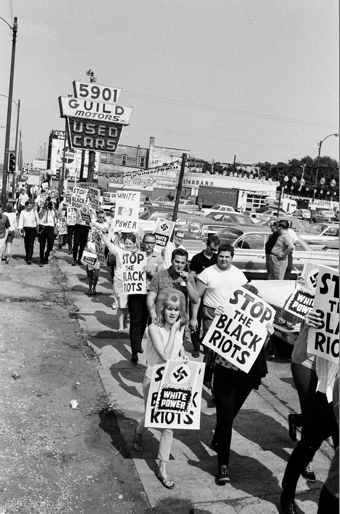 George Rockwell leading Nazi march in Gage Park - Jack Lenahan for Chicago Sun-Times