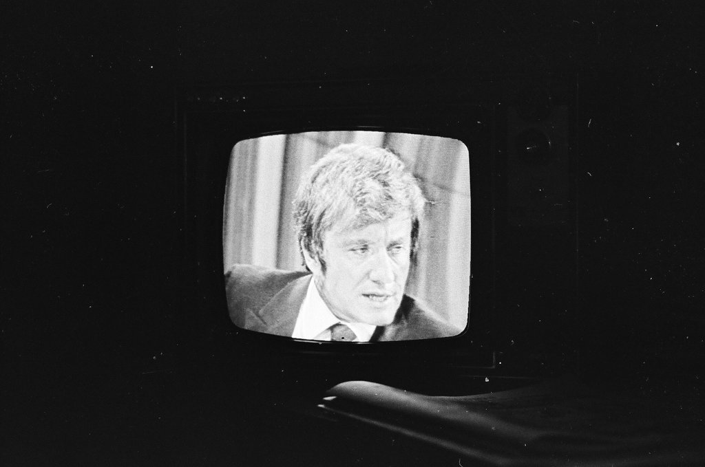 Television set showing Merv Griffin Show - Bob (Robert) Black for Chicago Sun-Times
