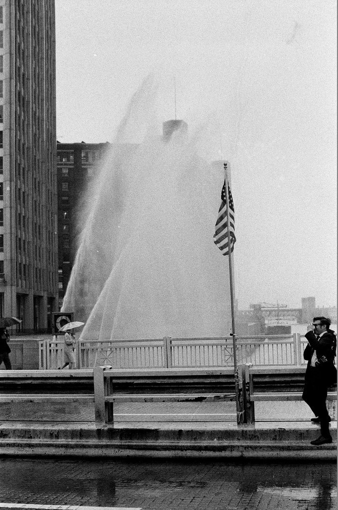 Fire boat on the Chicago River salutes astronauts - Don Burk for Chicago Sun-Times