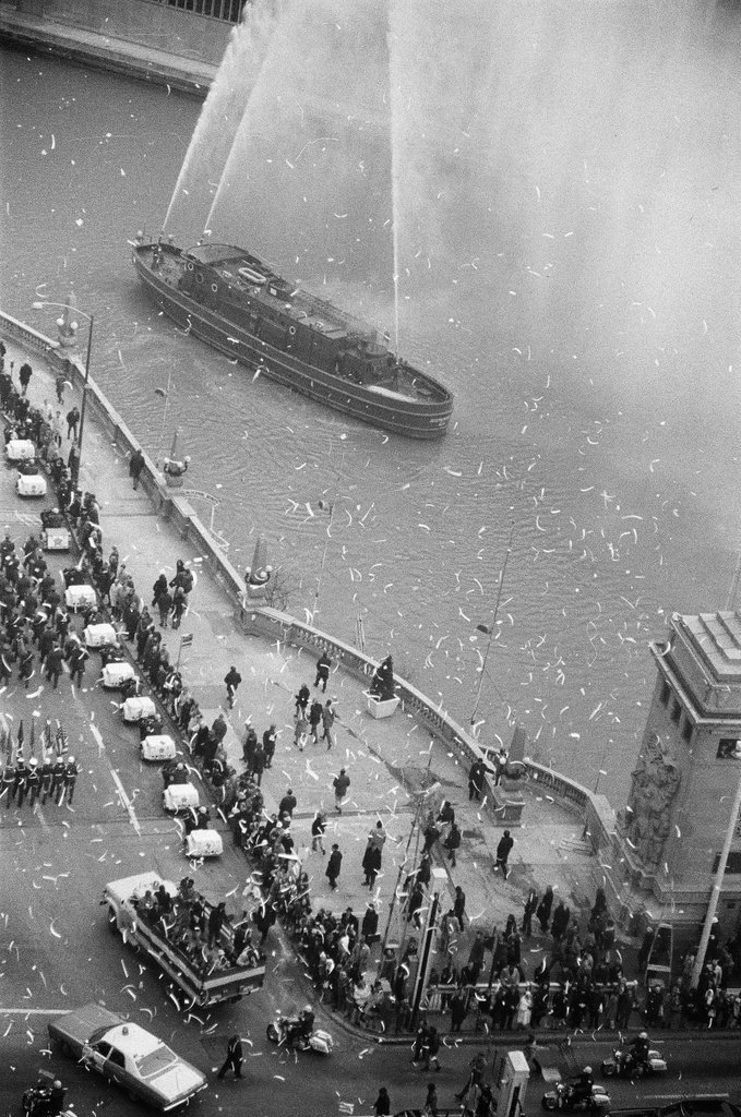 Aerial view of parade for Apollo 14 astronauts - Howard Lyon for Chicago Sun-Times