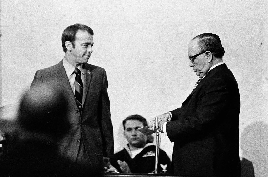 Apollo 14 astronauts at City Hall for award ceremony - M. Leon Lopez for Chicago Sun-Times