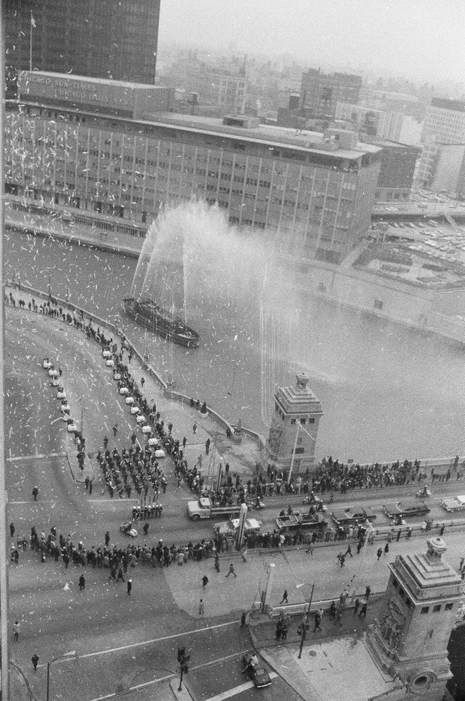 Aerial view of parade for Apollo 14 astronauts - Howard Lyon for Chicago Sun-Times