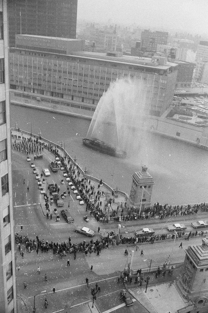 Aerial view of parade for Apollo 14 astronauts - Howard Lyon for Chicago Sun-Times