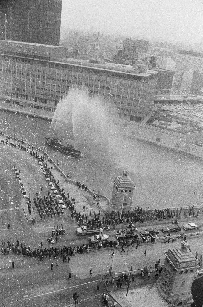 Aerial view of parade for Apollo 14 astronauts - Howard Lyon for Chicago Sun-Times