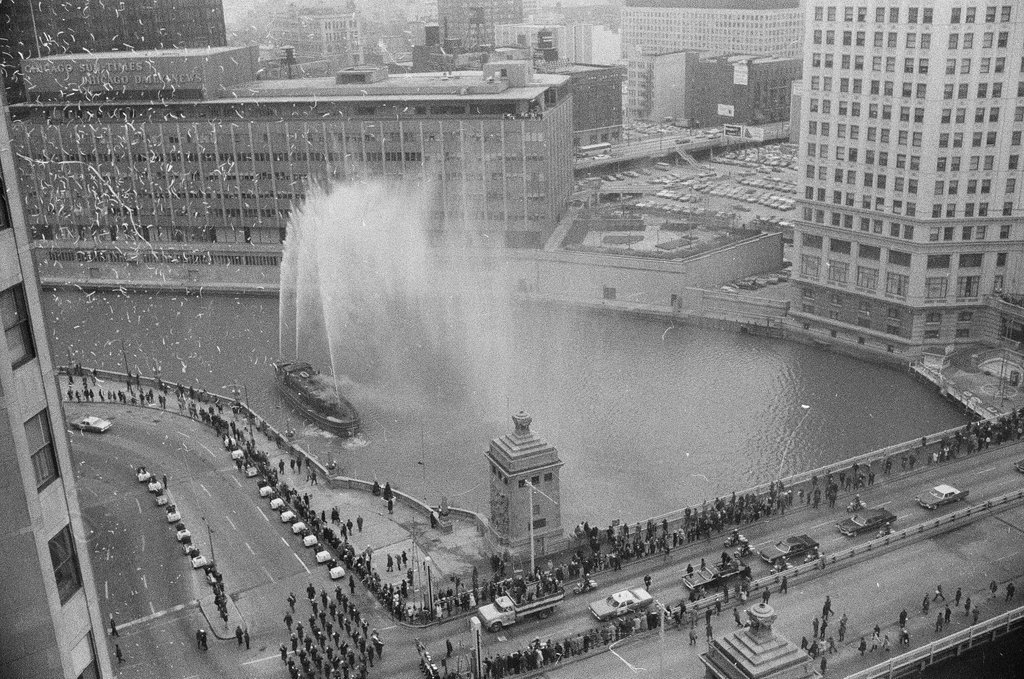 Aerial view of parade for Apollo 14 astronauts - Howard Lyon for Chicago Sun-Times