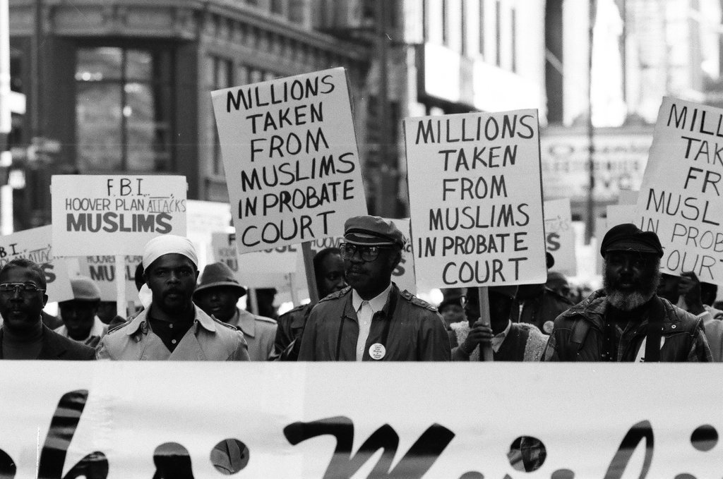 Muslim protest in the Loop following a court decision regarding Elijah Muhammad's estate - Chicago Sun-Times