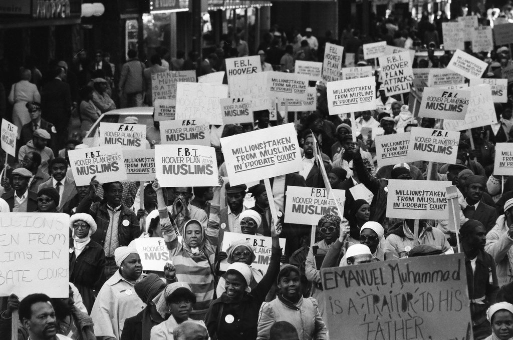 Muslim protest in the Loop following a court decision regarding Elijah Muhammad's estate - Chicago Sun-Times