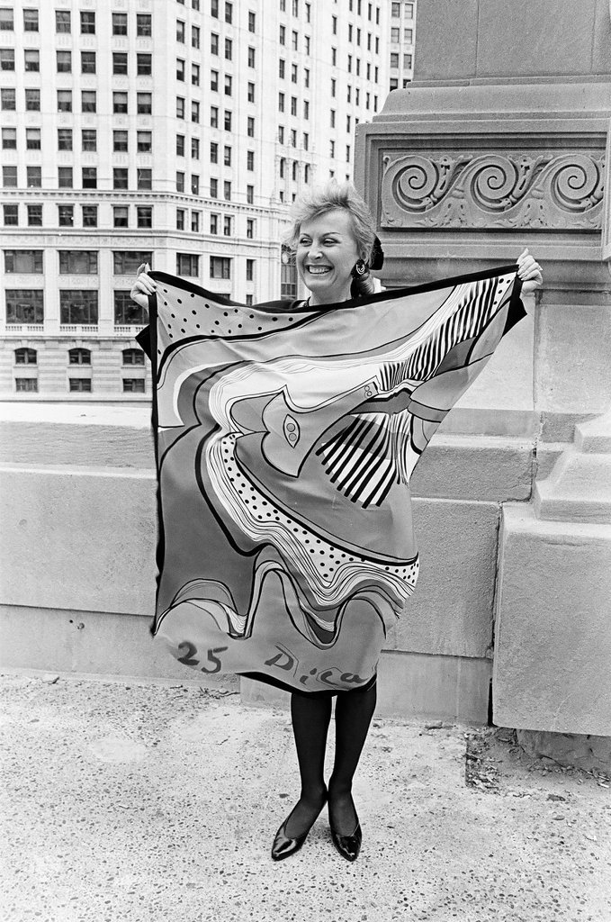Margaret Daley and others wearing Picasso scarves - Ellen Domke for Chicago Sun-Times