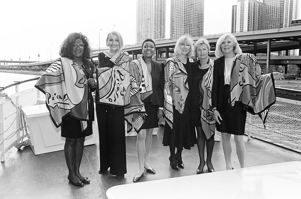 Margaret Daley and others wearing Picasso scarves - Ellen Domke for Chicago Sun-Times