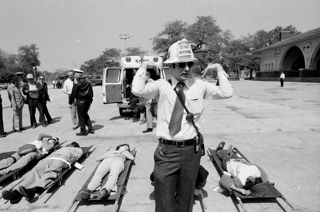 Fire department simulated bus crash drill - Richard Derk for Chicago Sun-Times