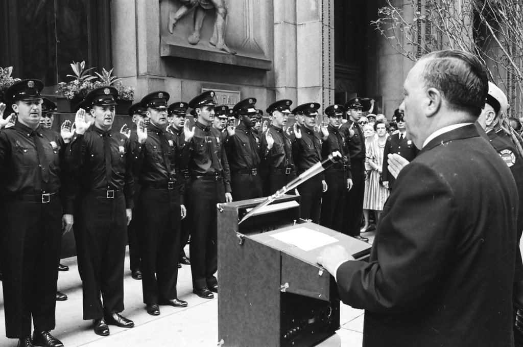 New firemen sworn in by Mayor Daley - Ralph Arvidson for Chicago Sun-Times