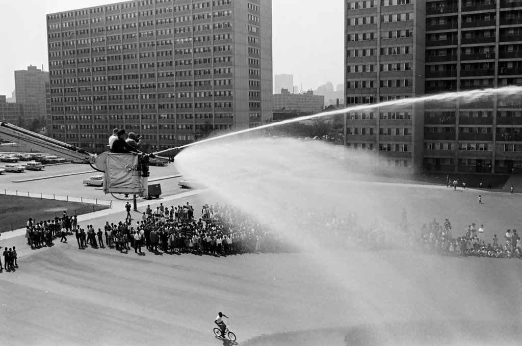 Fire department demonstration at Schiller School - Bob Kotalik for Chicago Sun-Times