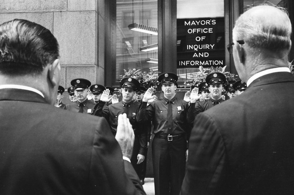 New firemen sworn in by Mayor Daley - Ralph Arvidson for Chicago Sun-Times