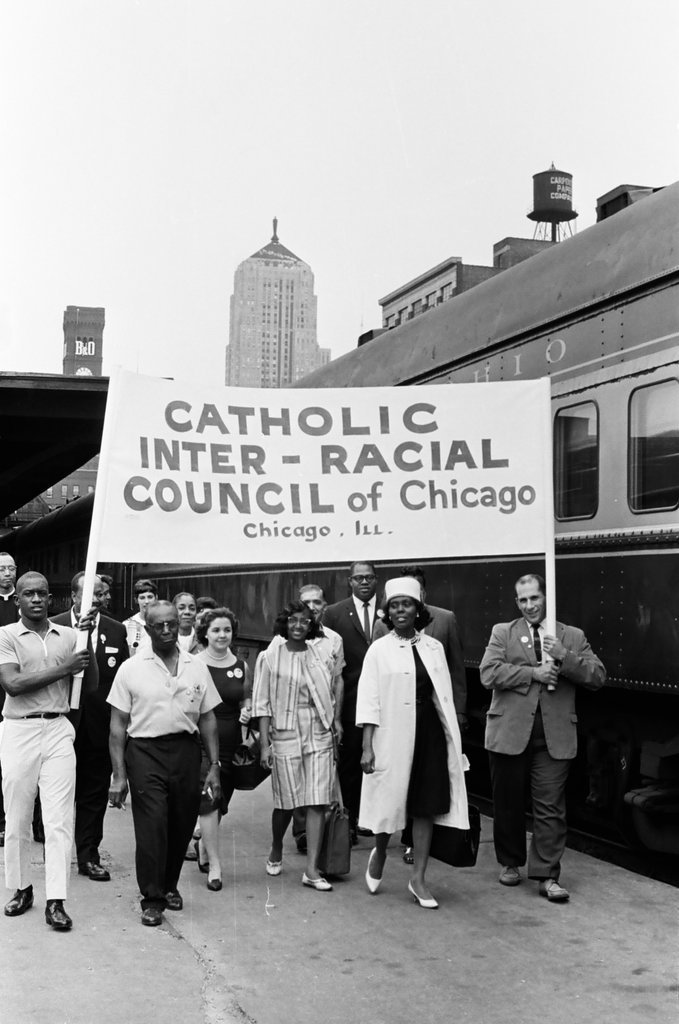 Crowd gathers at station to go to Freedom March - Kotalik (Bob or George) for Chicago Sun-Times