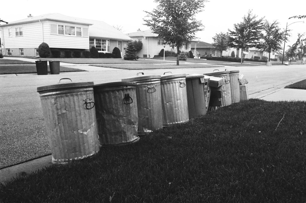 Garbage cans in Oak Lawn - Gene Pesek for Chicago Sun-Times
