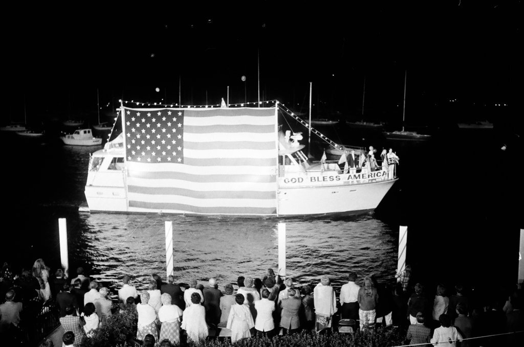 The Venetian Night parade is underway at Monroe Harbor - Chuck (Charles) Kirman for Chicago Sun-Times