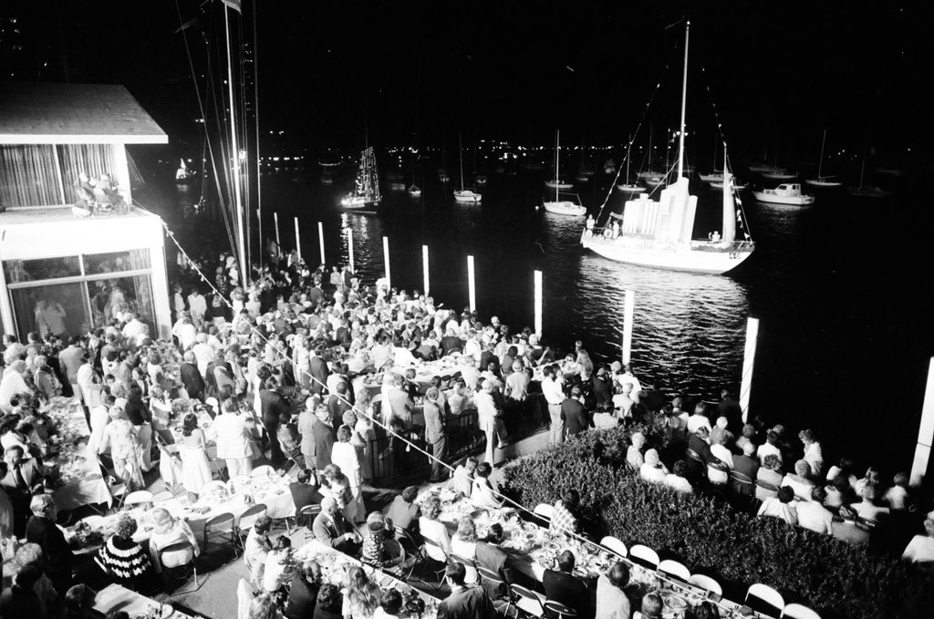 The Venetian Night parade is underway at Monroe Harbor - Chuck (Charles) Kirman for Chicago Sun-Times