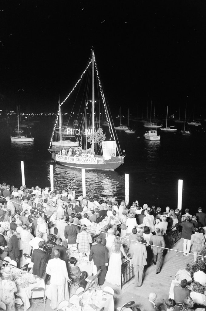 The Venetian Night parade is underway at Monroe Harbor - Chuck (Charles) Kirman for Chicago Sun-Times