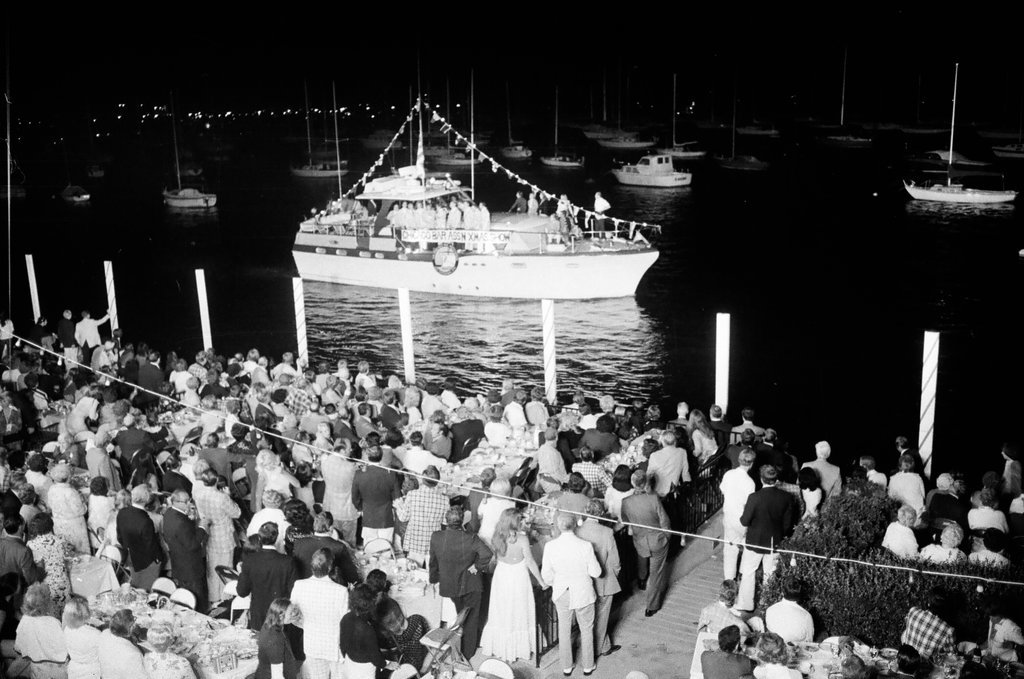 The Venetian Night parade is underway at Monroe Harbor - Chuck (Charles) Kirman for Chicago Sun-Times