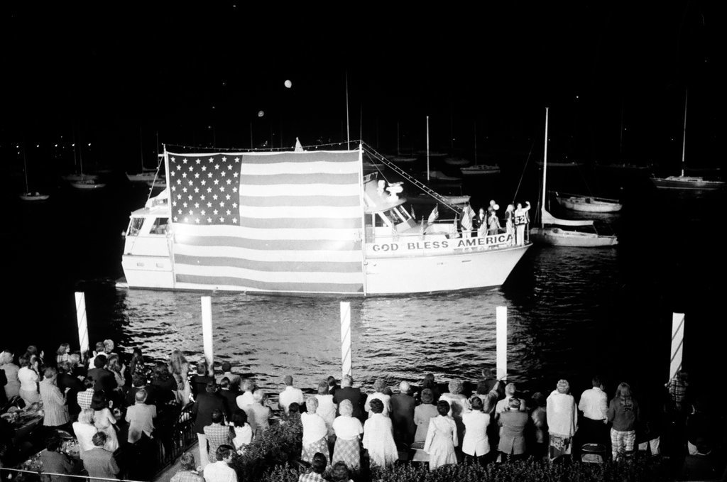The Venetian Night parade is underway at Monroe Harbor - Chuck (Charles) Kirman for Chicago Sun-Times