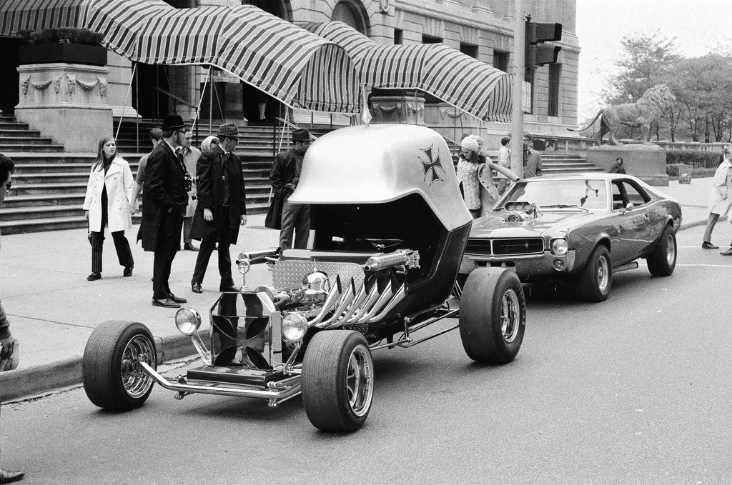 Red Baron car on display on Michigan Avenue - Chicago Sun-Times