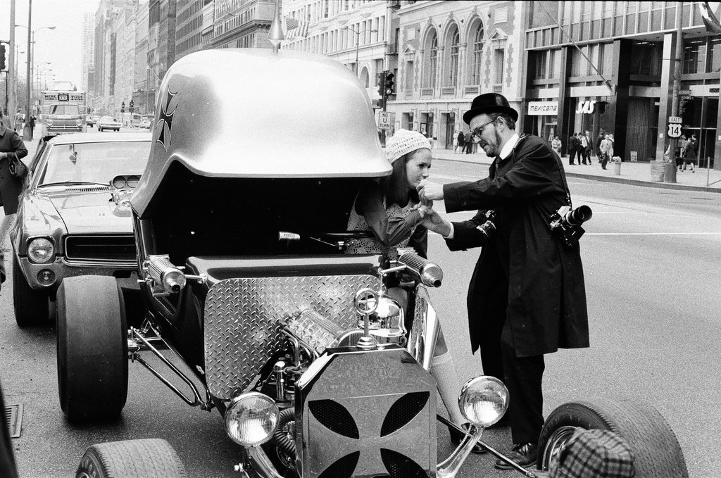Red Baron car on display on Michigan Avenue - Chicago Sun-Times