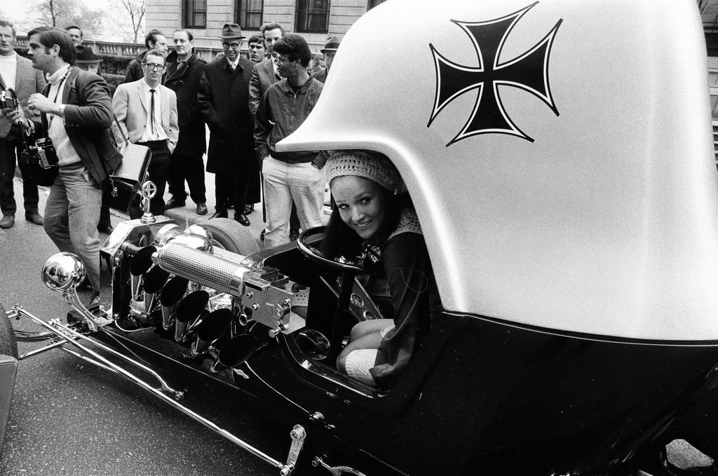 Red Baron car on display on Michigan Avenue - Chicago Sun-Times