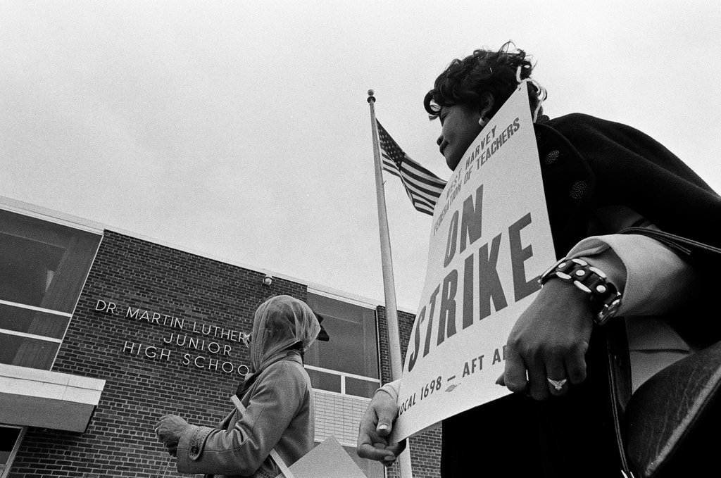 Teachers strike at Martin Luther King Jr. High School - Chicago Sun-Times