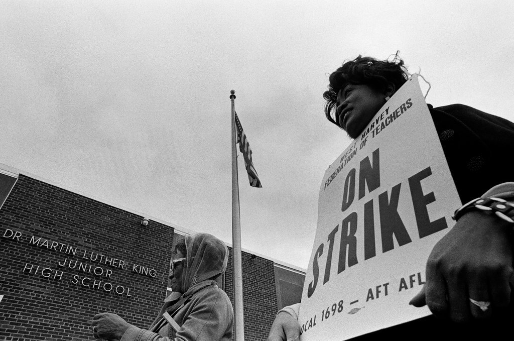 Teachers strike at Martin Luther King Jr. High School - Chicago Sun-Times