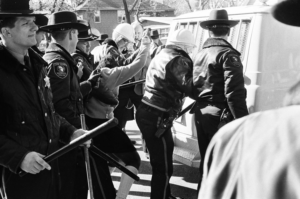 Students conflict with police at Proviso High School - Mat Anderson for Chicago Sun-Times