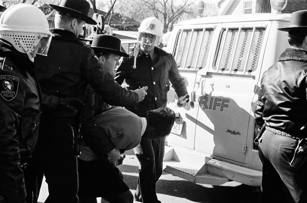Students conflict with police at Proviso High School - Mat Anderson for Chicago Sun-Times