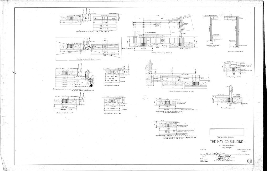 Foundation details for the May Company Building - D. H. Burnham & Co.