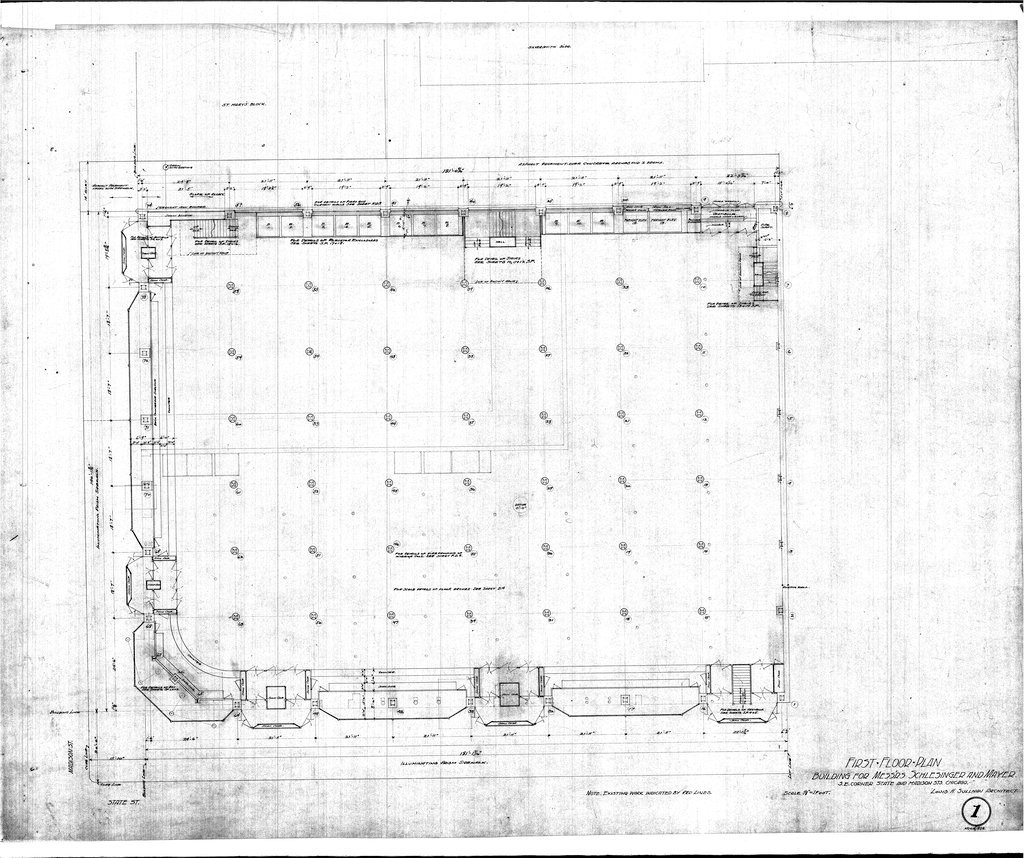 First floor plan of the Sullivan Center, formerly known as the Carson, Pirie, Scott and Company Building - Sullivan, Louis H., 1856-1924