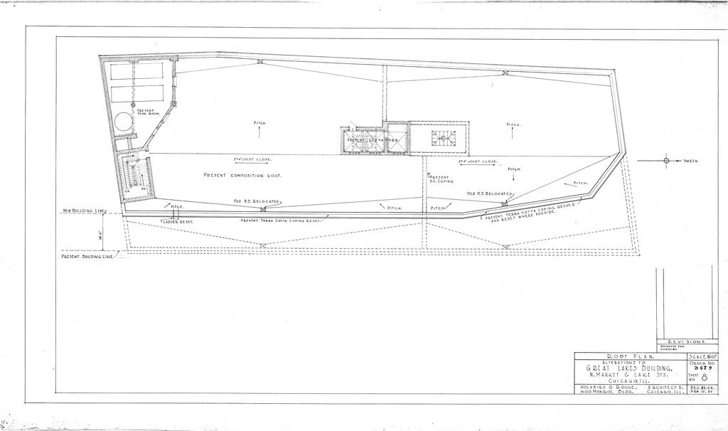 Roof plan alterations for the Great Lakes Building - Holabird & Roche