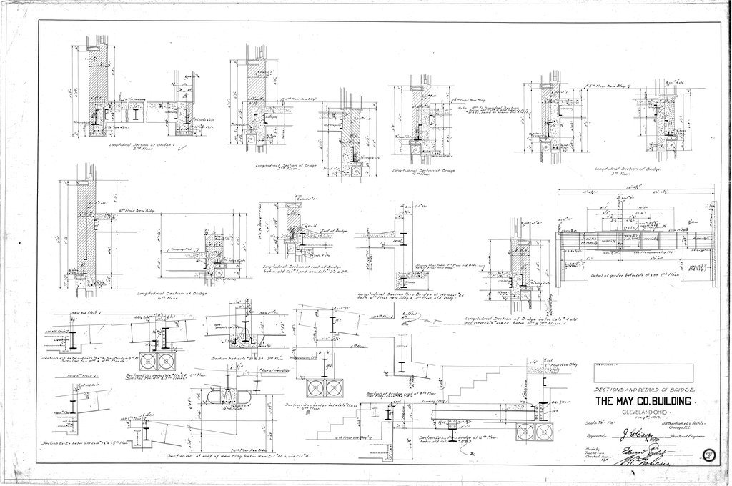 Sections and details of bridge for the May Company Building - D. H. Burnham & Co.