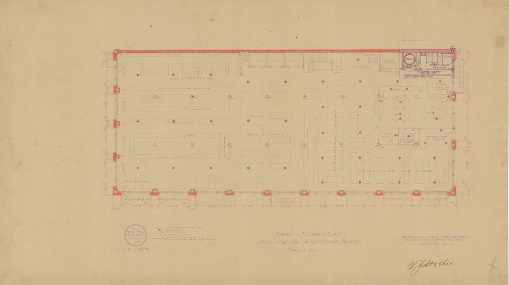 Third floor plan of the Schipper & Block Building - Holabird & Roche