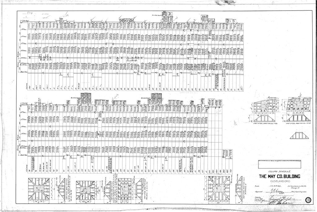 Column schedule for the May Company Building - D. H. Burnham & Co.