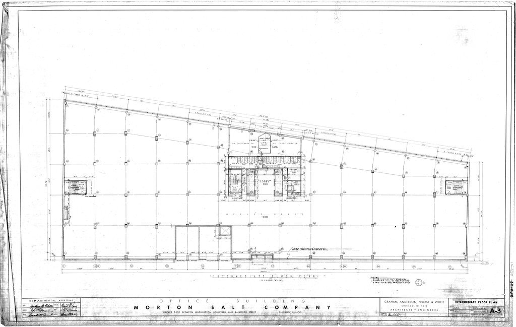 Intermediate floor plan for the Morton Salt Company building - Graham, Anderson, Probst, White