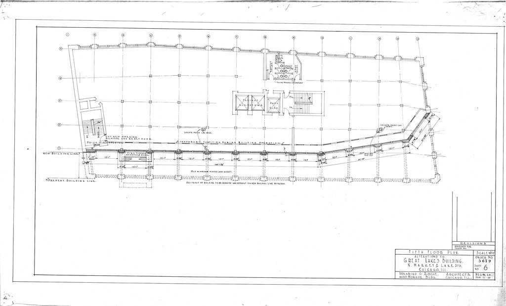 Fifth floor plan alterations for the Great Lakes Building - Holabird & Roche