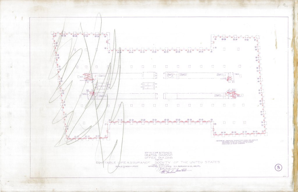 Heating diagram for the 5th to 33rd stories of the Equitable Life Assurance Building - D. H. Burnham & Co.