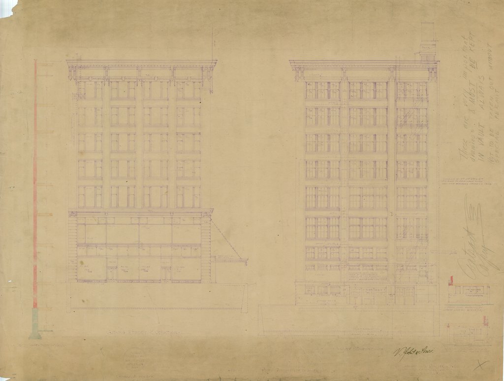 Adams Street elevation plan of the Schipper & Block Building - Holabird & Roche