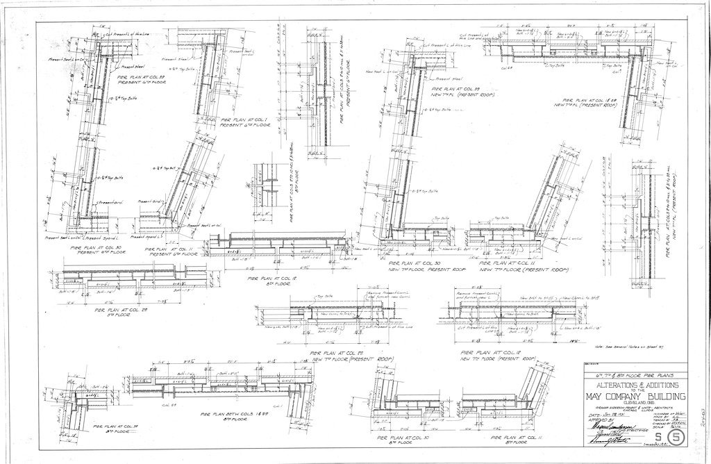 6th, 7th, and 8th floor pier plans, alterations and additions to the May Company Building - Graham, Anderson, Probst, White
