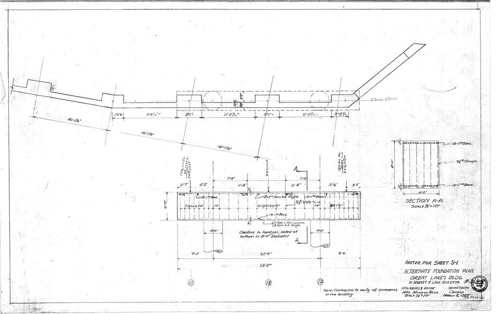 Alternate foundation plan for the Great Lakes Building - Holabird & Roche