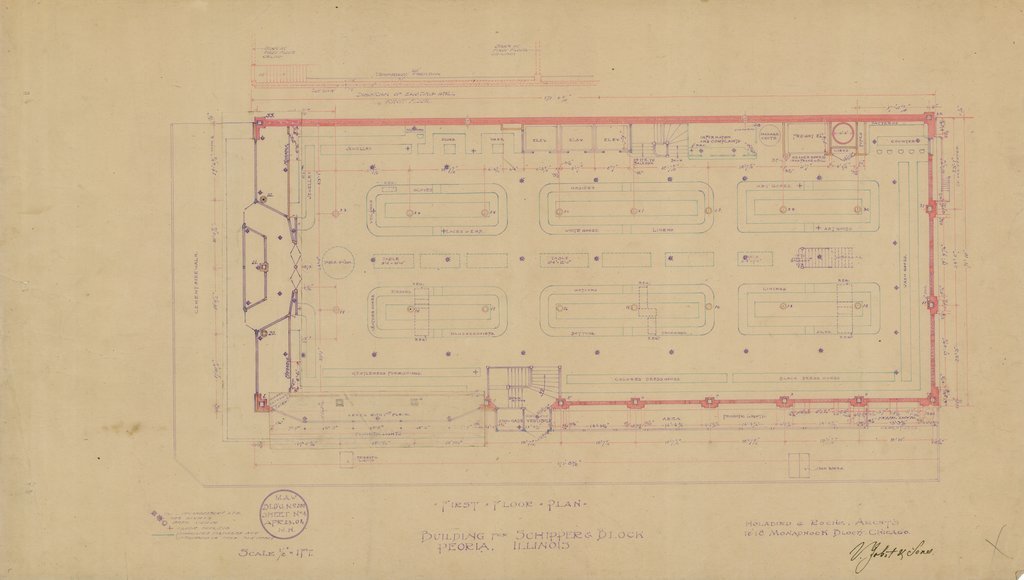 First floor plan of the Schipper & Block Building - Holabird & Roche