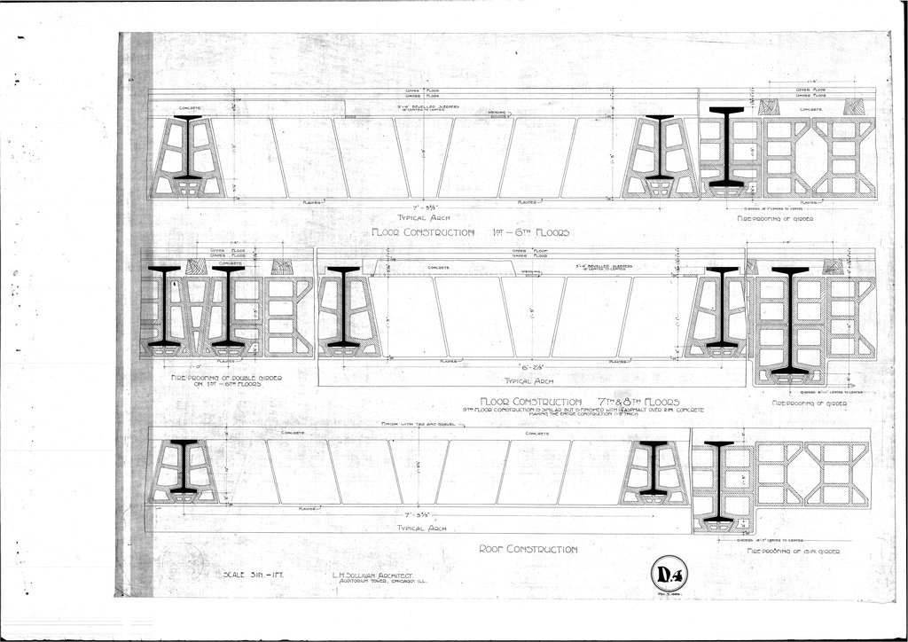 Floor and roof construction plans for the Sullivan Center, formerly known as the Carson, Pirie, Scott and Company Building - Sullivan, Louis H., 1856-1924
