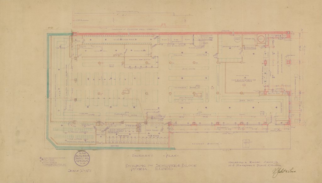 Basement plan of the Schipper & Block Building - Holabird & Roche