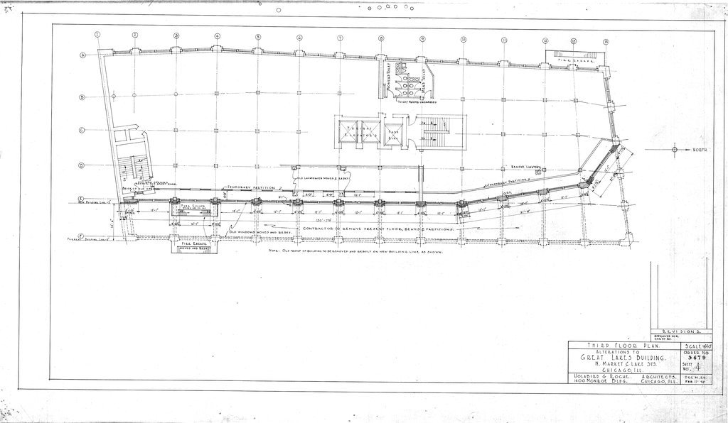 Third floor plan alterations for the Great Lakes Building - Holabird & Roche